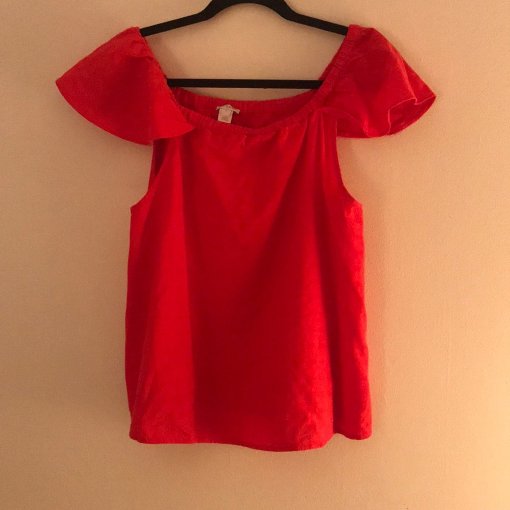 Off the shoulder J crew shirt